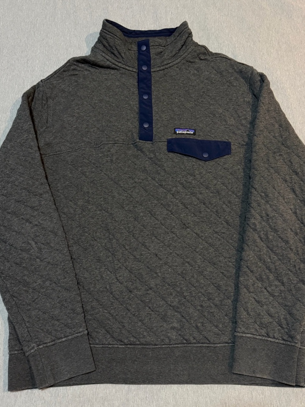 Patagonia Quilt Snap Pullover XL Gray Organic Cotton Snap-T Style